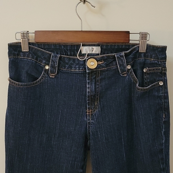 3/$30 METRO 7 Blue Denim Low Rise Skinny Zipper Ankle Jeans 30 x 27 - Picture 2 of 8